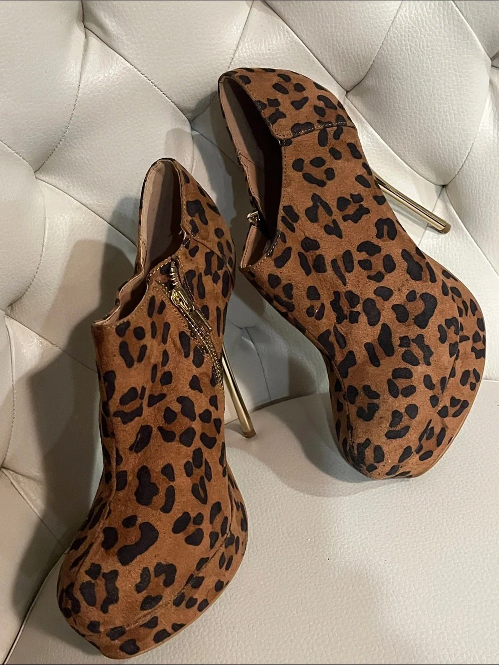 Forever 21 Leopard Platform Stiletto Booties - Brown & Black